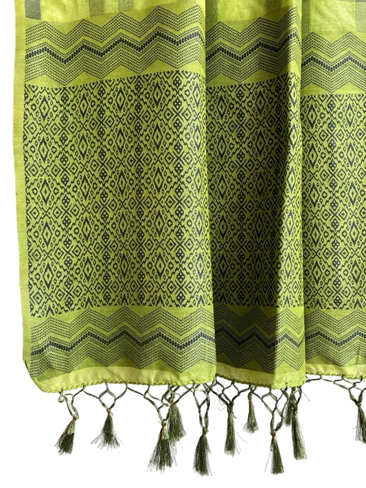 neon green checks woven aariyaa saree