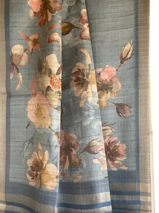 Powder Blue Tissue Silk Saree