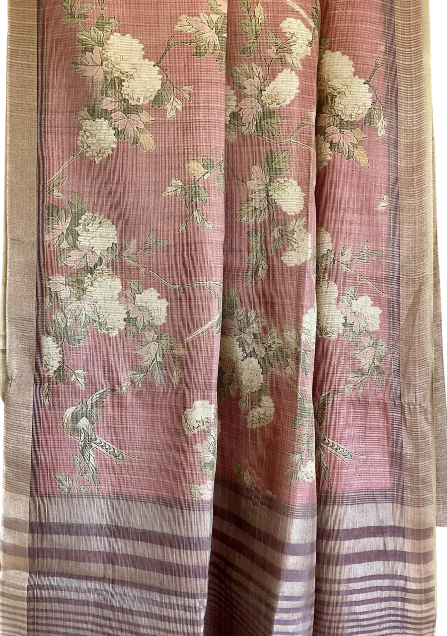 Dusty Mauve Pink Tissue Silk Saree
