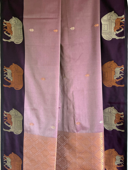 Copper ZARI kamdhenu motif aariyaa saree