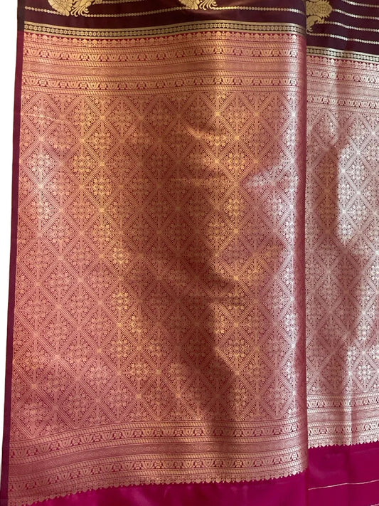 Pink & Dark Brown Patola Silk Saree