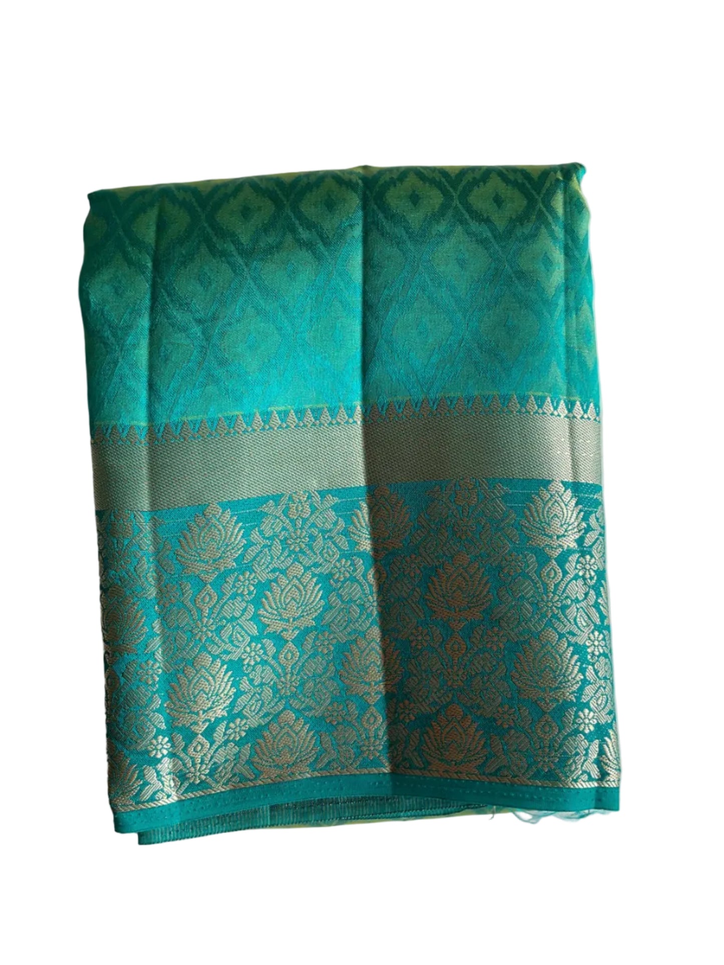 Teal Blue Dual Shade Tissue Silk Saree