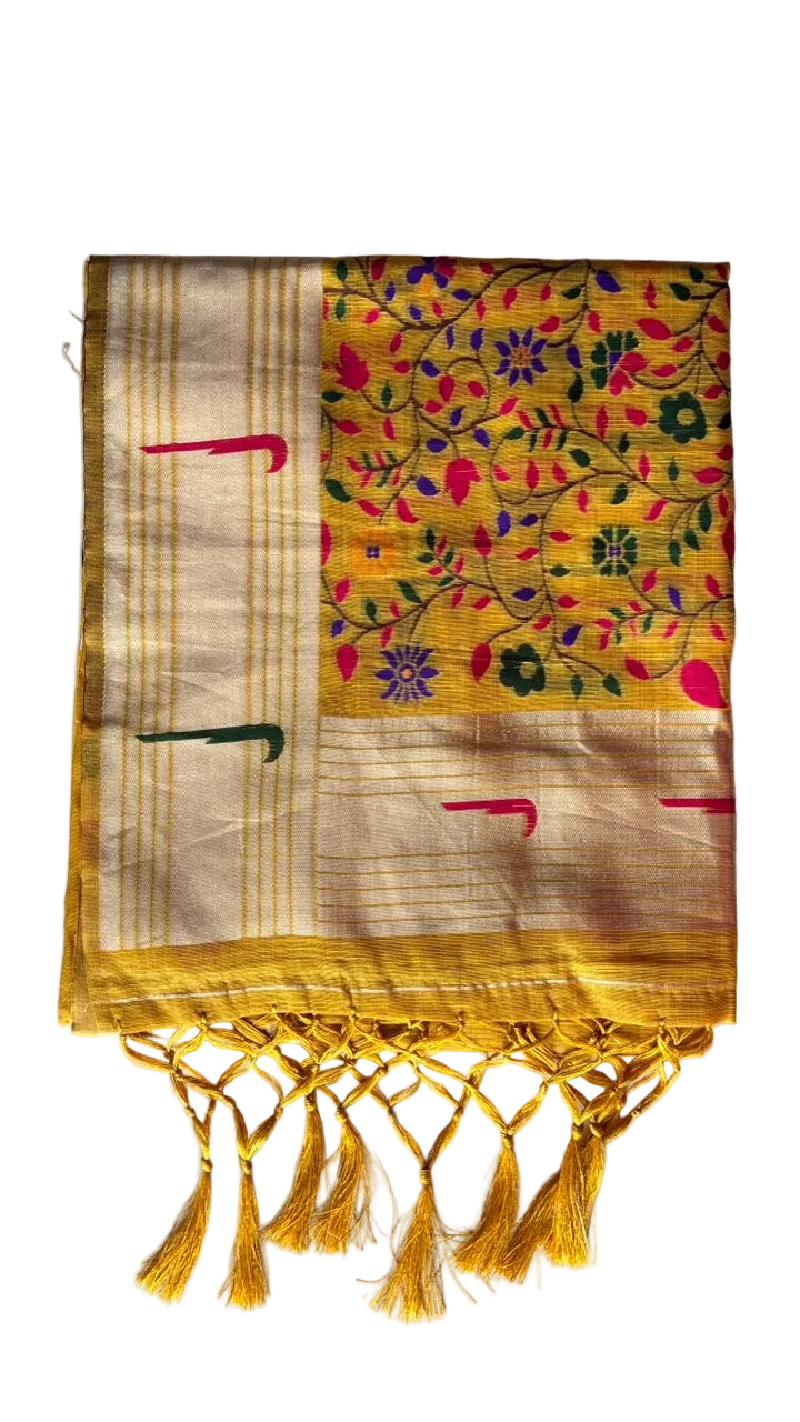 Yellow Paithani Multicolor Saree