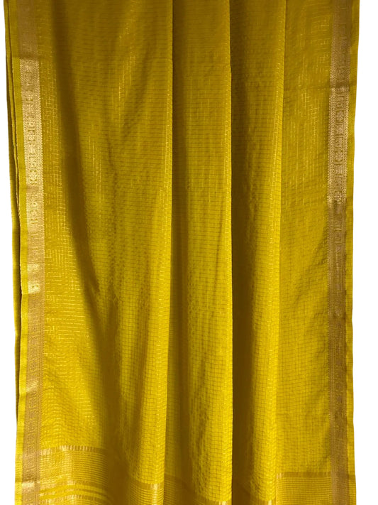 Yellow Checks Soft Crepe aariyaa Saree