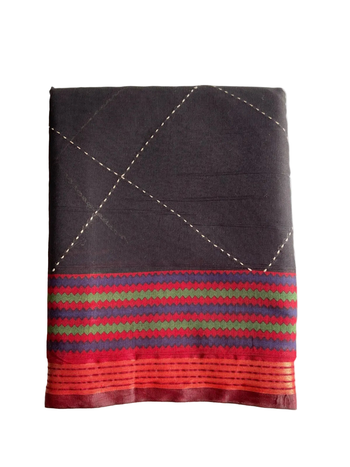 Black Kantha Cotton Saree