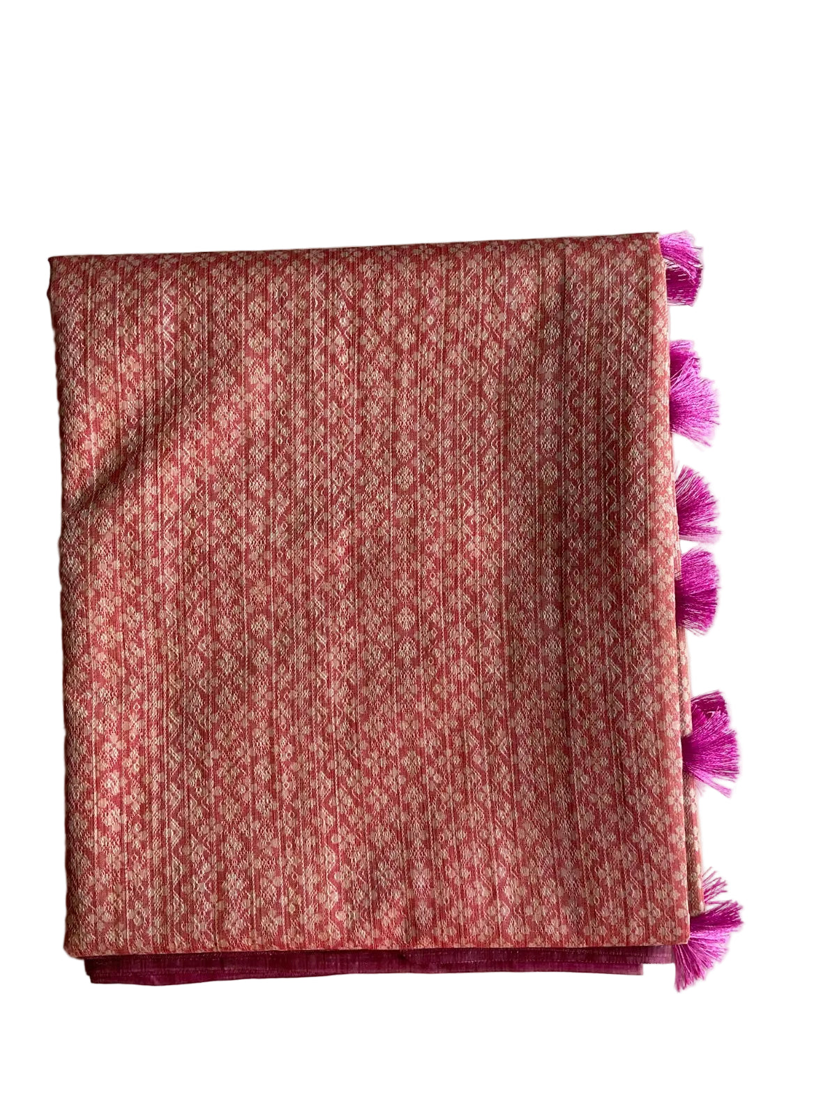 Pink Jacquard Tissue Silk Saree with Zari Border