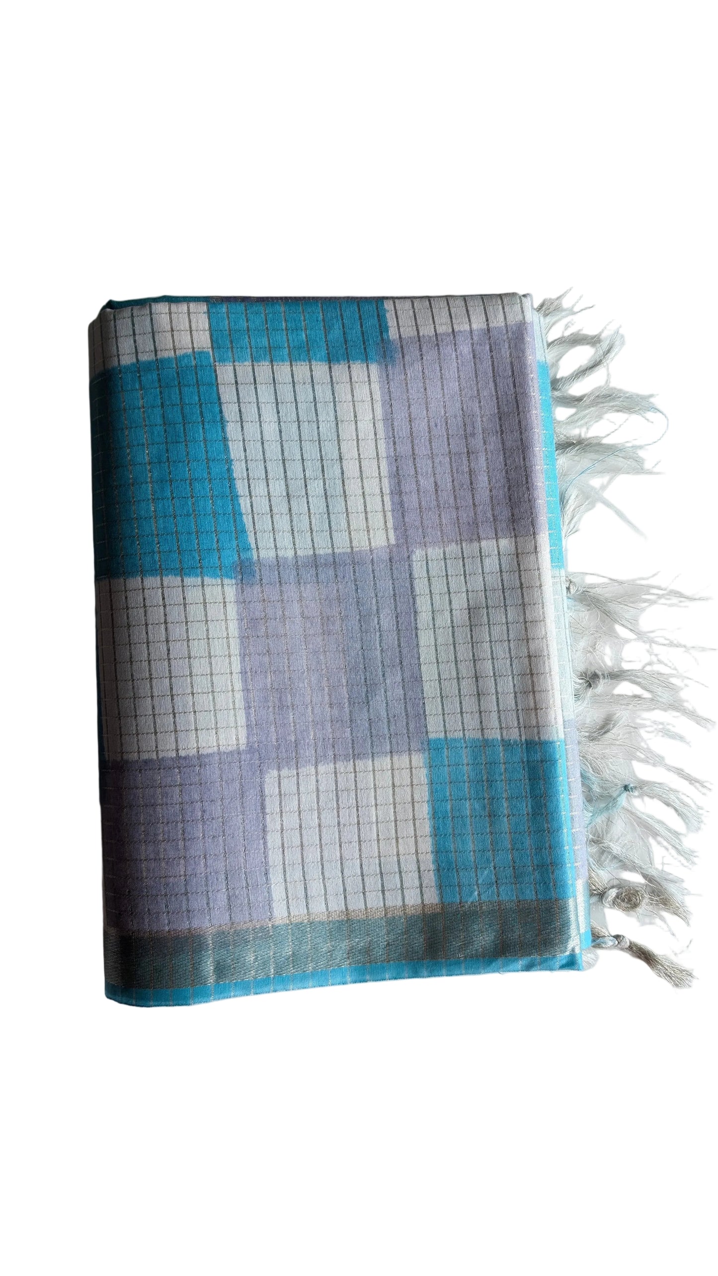 Blue Tussar Checks Saree