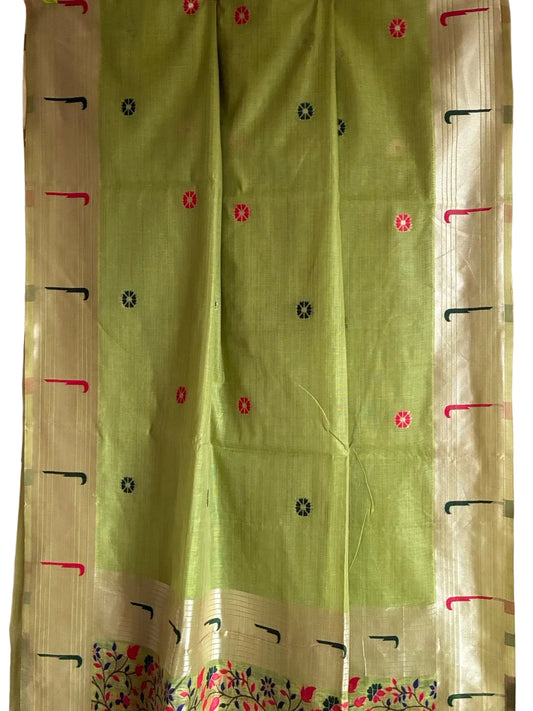 Green Paithani Multicolor Saree