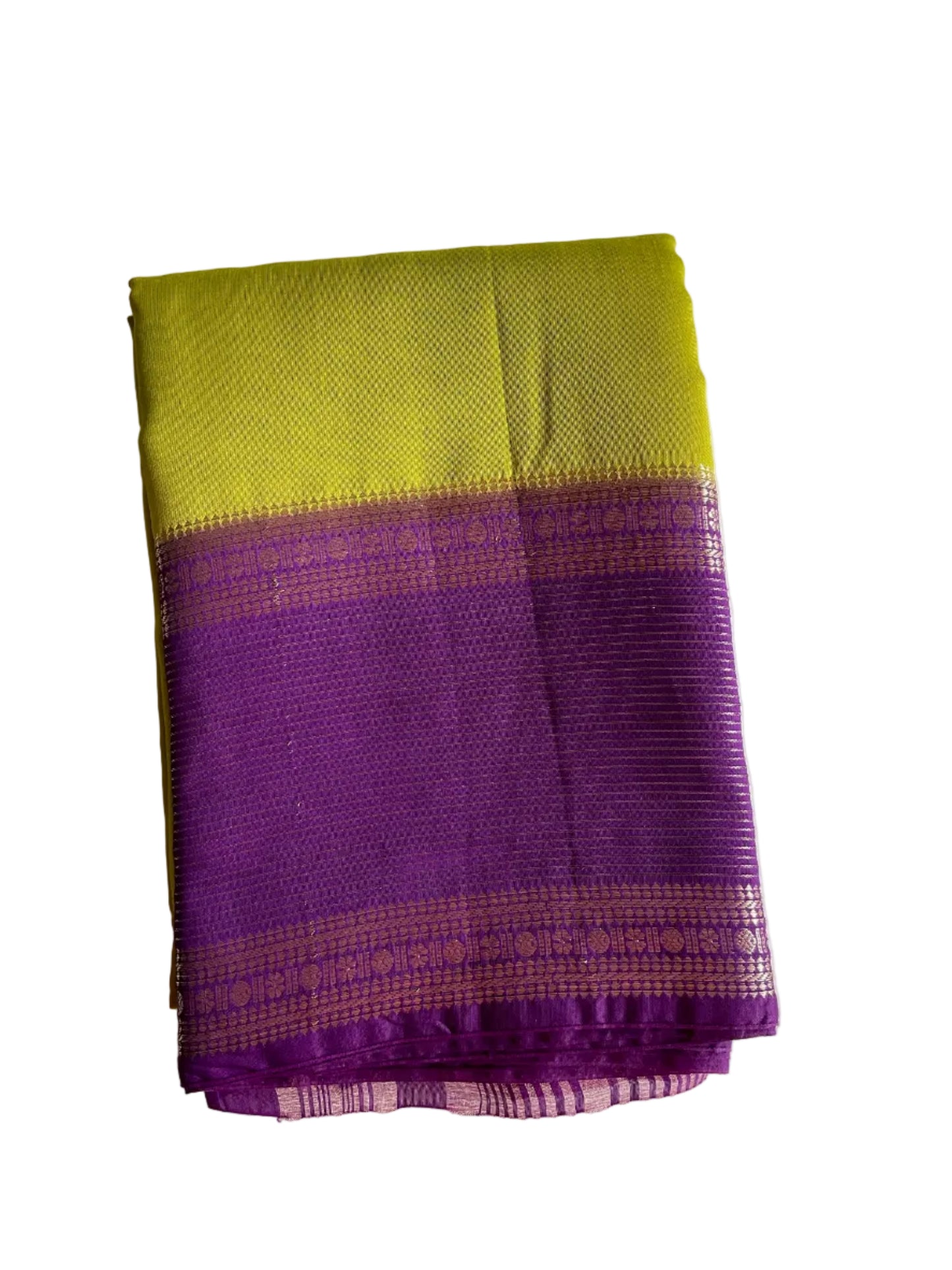 Green Assam Silk Saree with Purple Zari Border