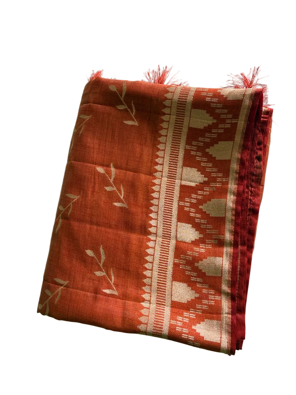 Orange Cotton Silk Saree