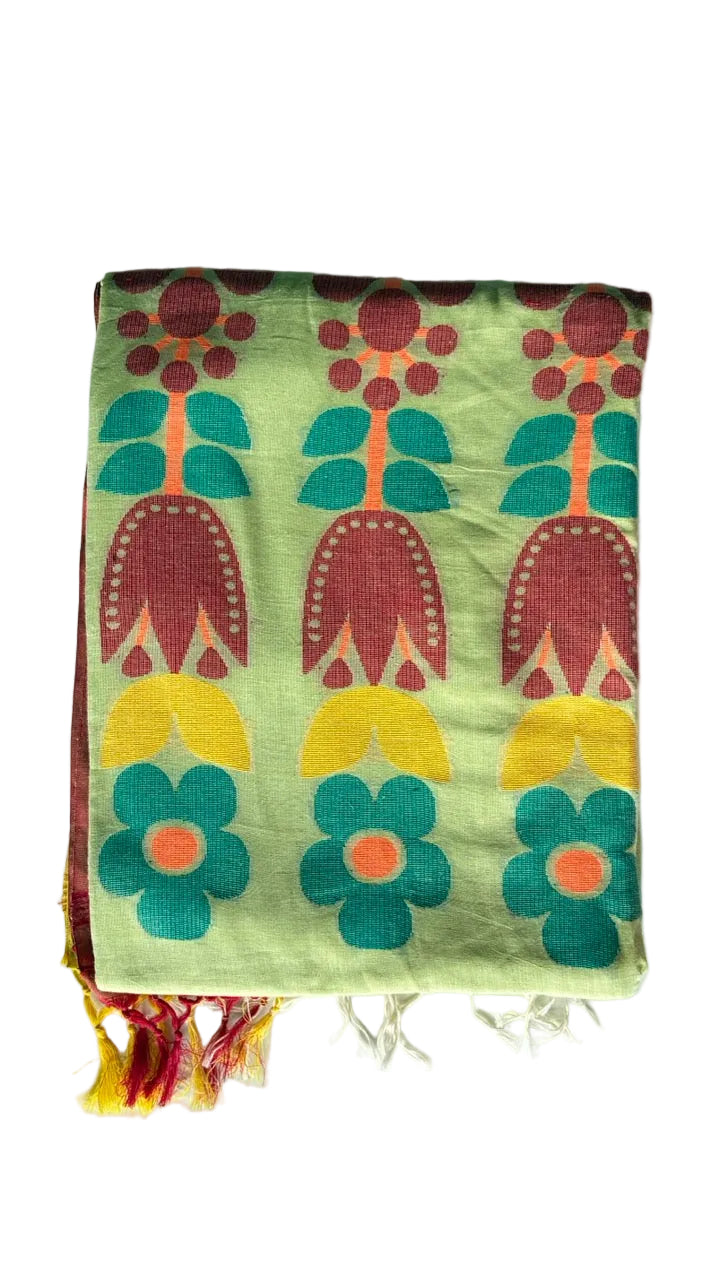 Pista Green Bengal Cotton Saree