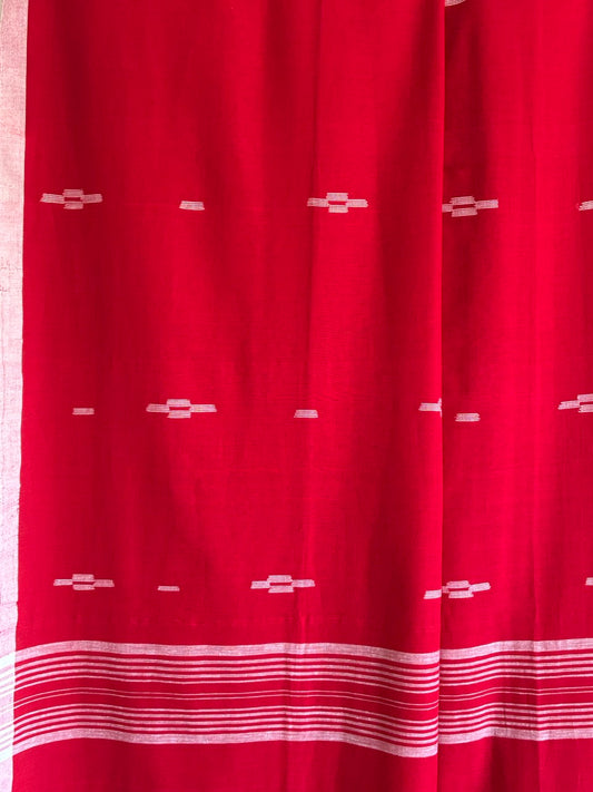 Bengal Pure Cotton Bright Red Saree