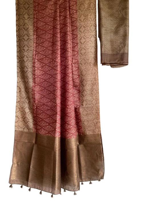 Purple / Mauve Jacquard Tissue Silk Saree with Gold border