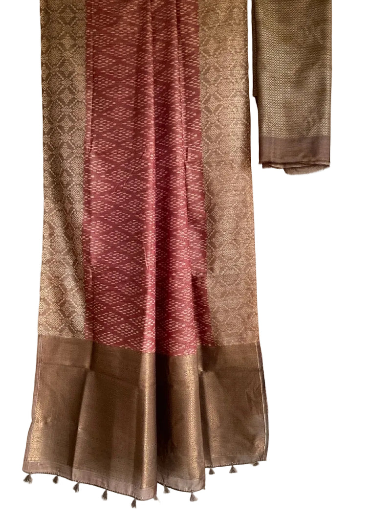 Purple / Mauve Jacquard Tissue Silk Saree with Gold border