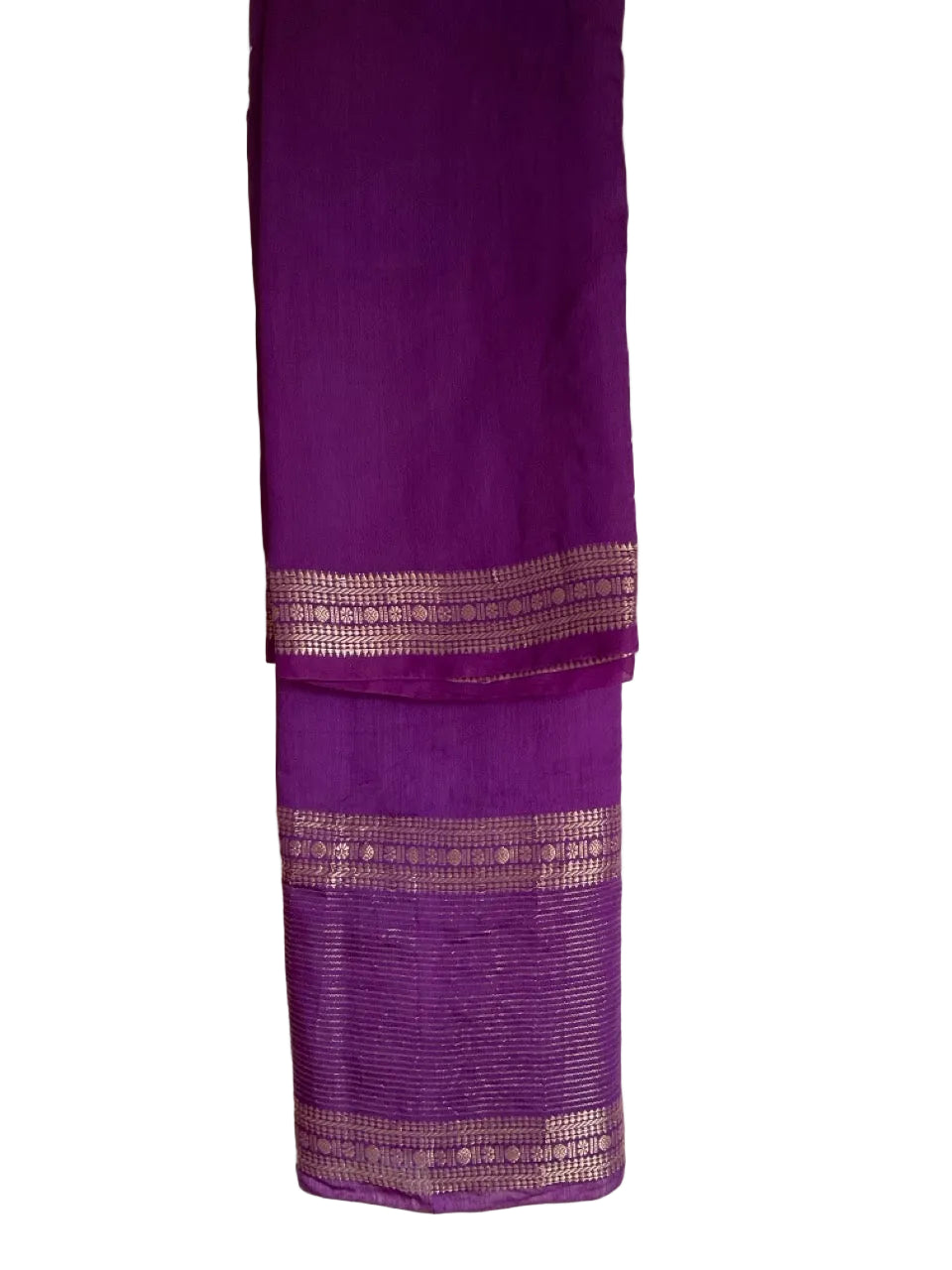 Orange Assam Silk Saree with Purple Zari Border