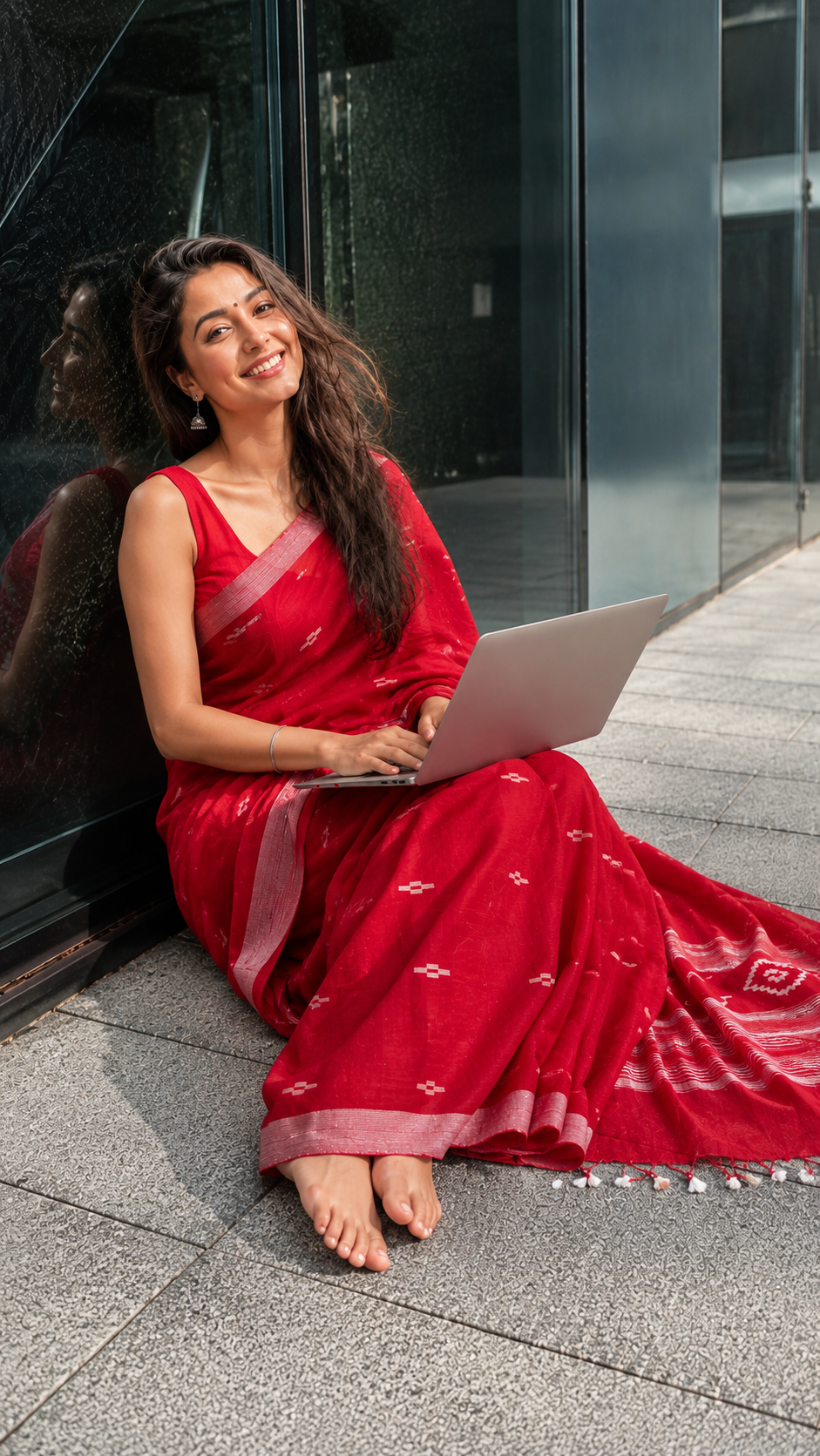 Soft red bengal cotton aariyaa saree