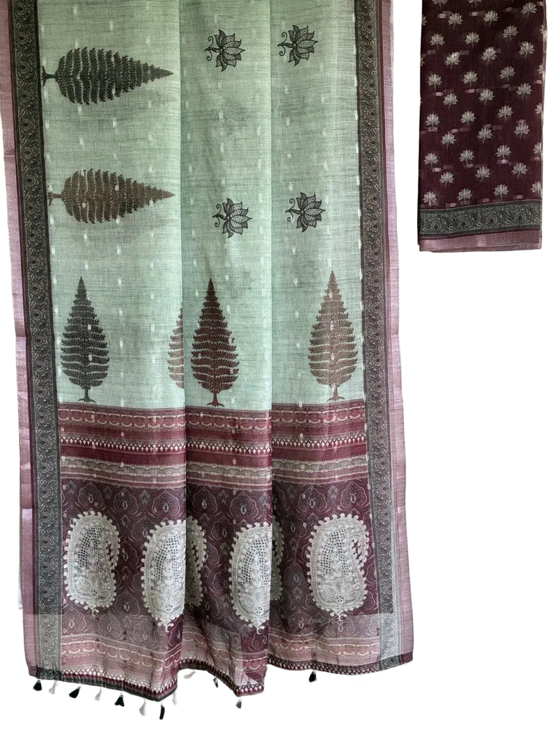 lightweight kota doria saree green and maroon - aariyaa saree