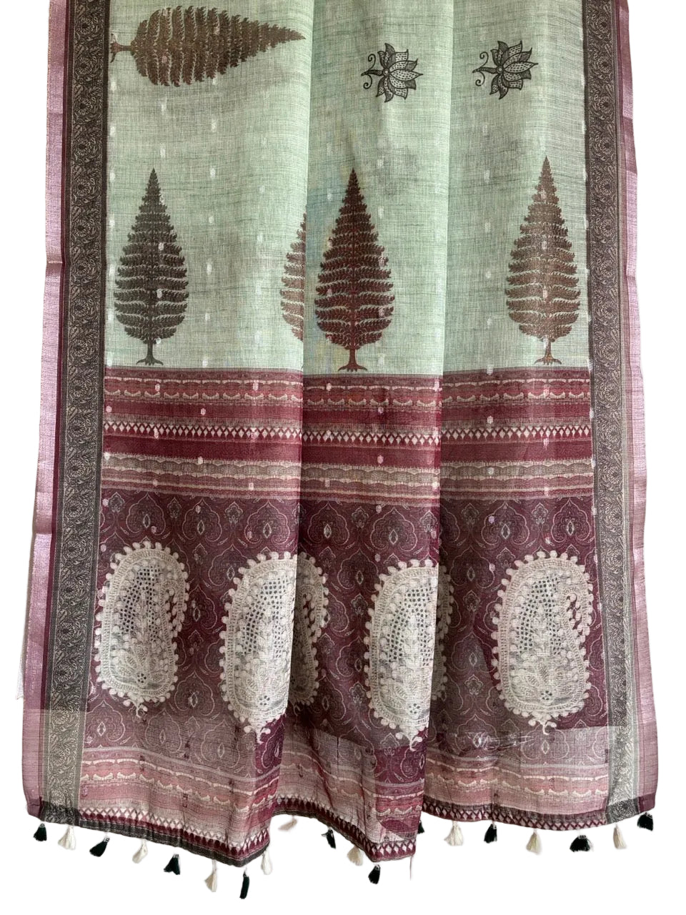 lightweight kota doria saree green and maroon - aariyaa saree