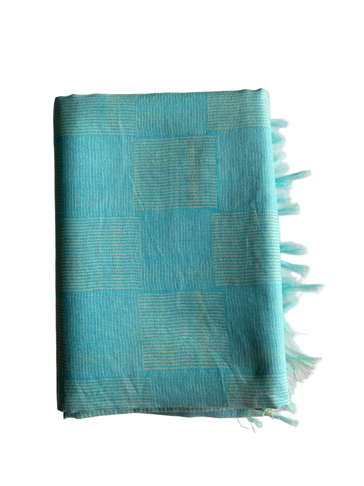 Blue Mul Cotton Checks Saree