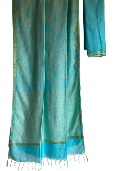 Blue Mul Cotton Checks Saree
