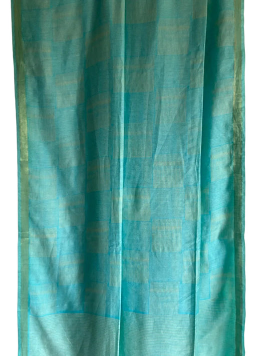 Blue Mul Cotton Checks Saree