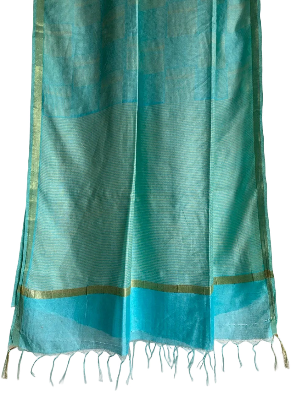 Blue Mul Cotton Checks Saree