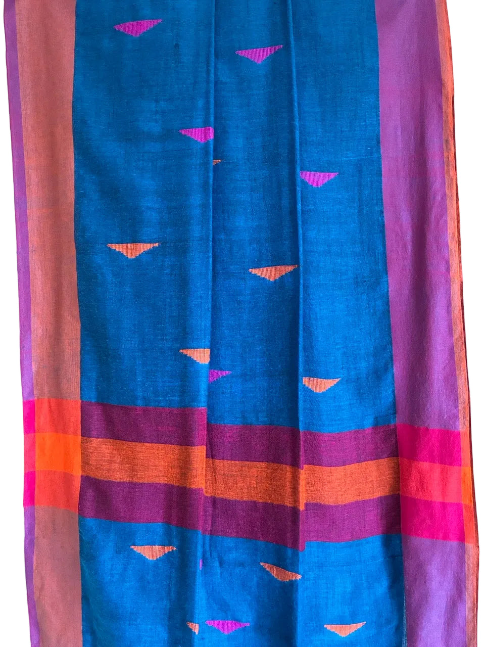 Blue Jute Cotton Multicolor Saree