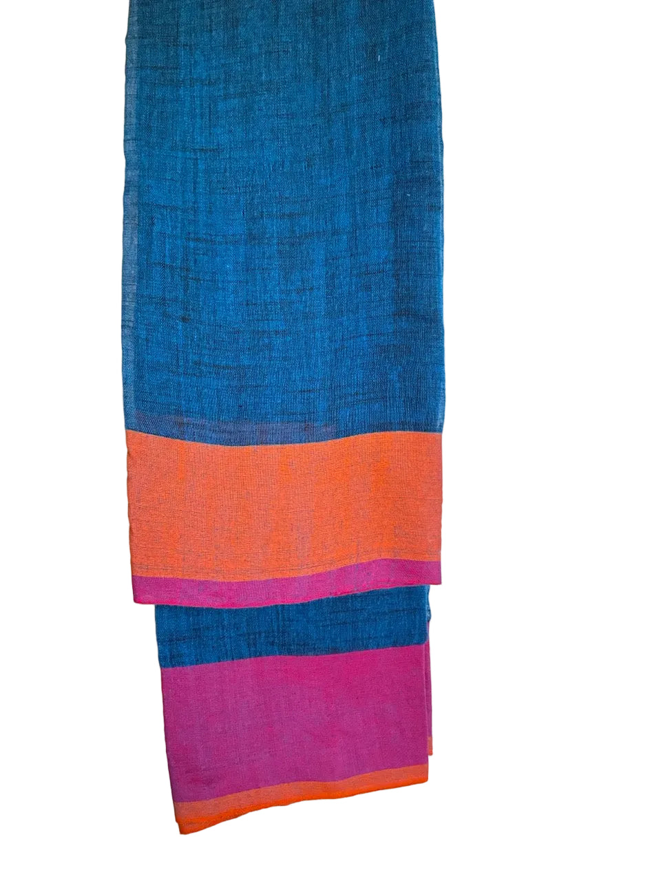 Blue Jute Cotton Multicolor Saree