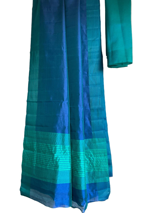 Blue Green Dual Tone Saree