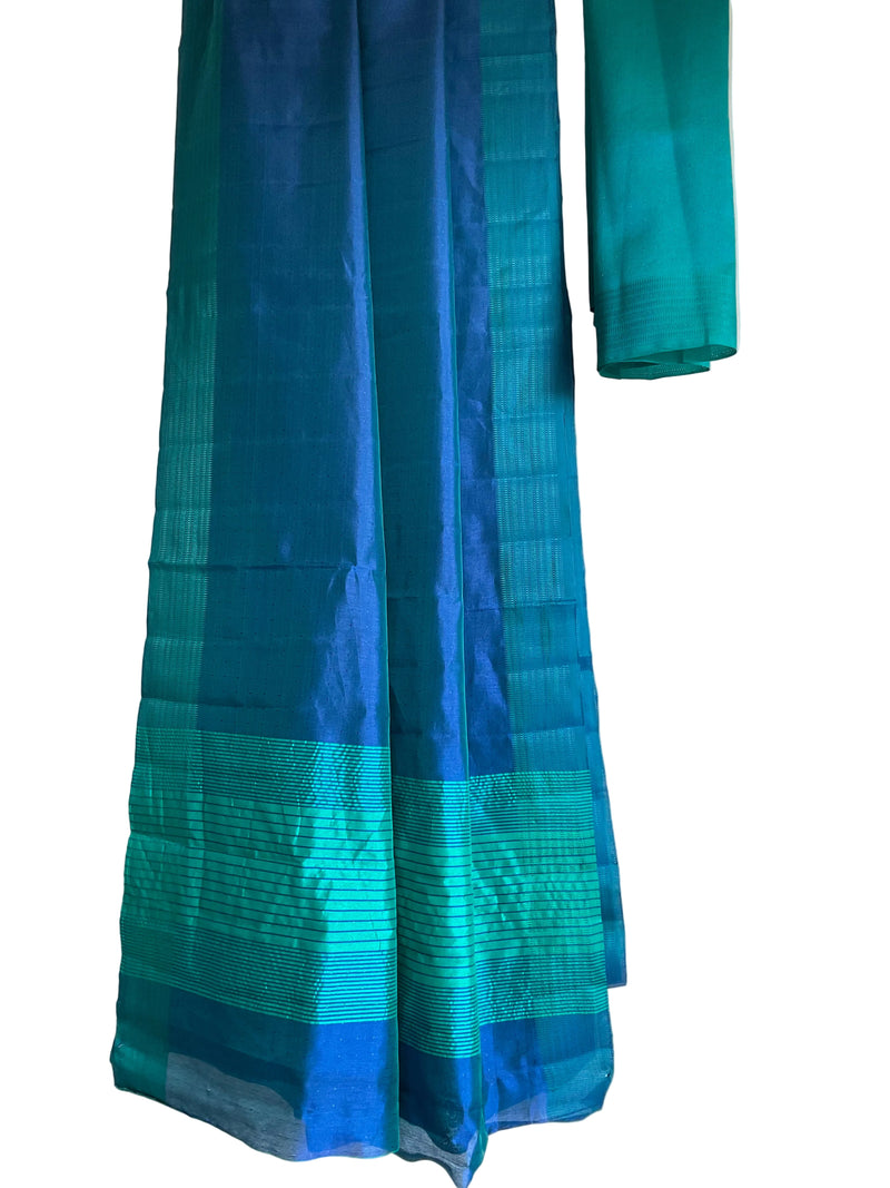 Blue Green Dual Tone aariyaa Saree
