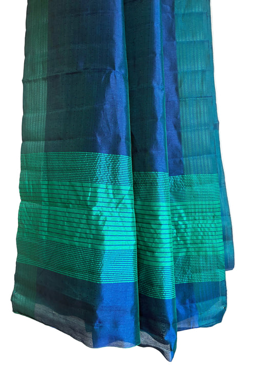 Blue Green Dual Tone Saree