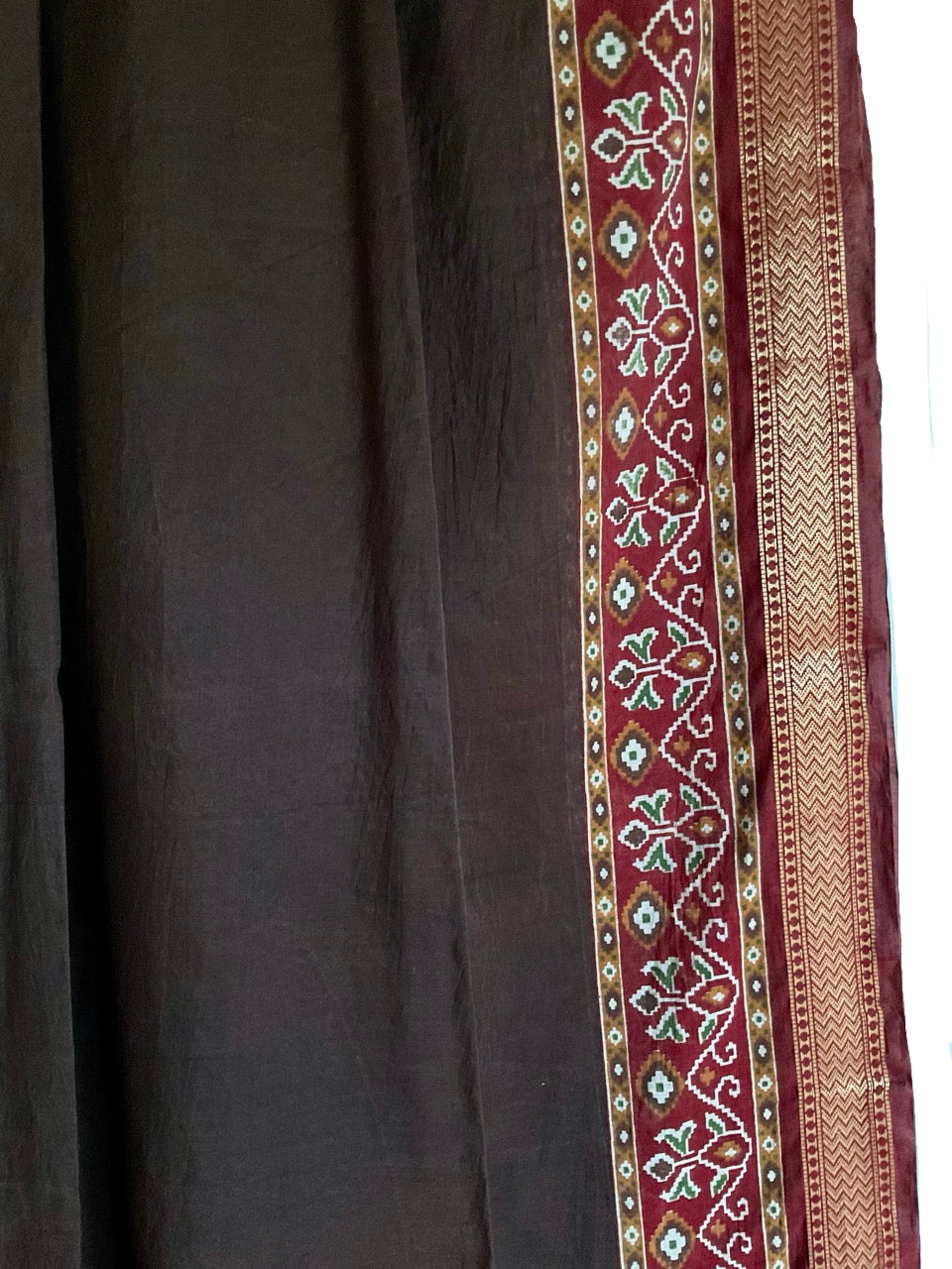 Brown red cotton Saree for everyday workwear