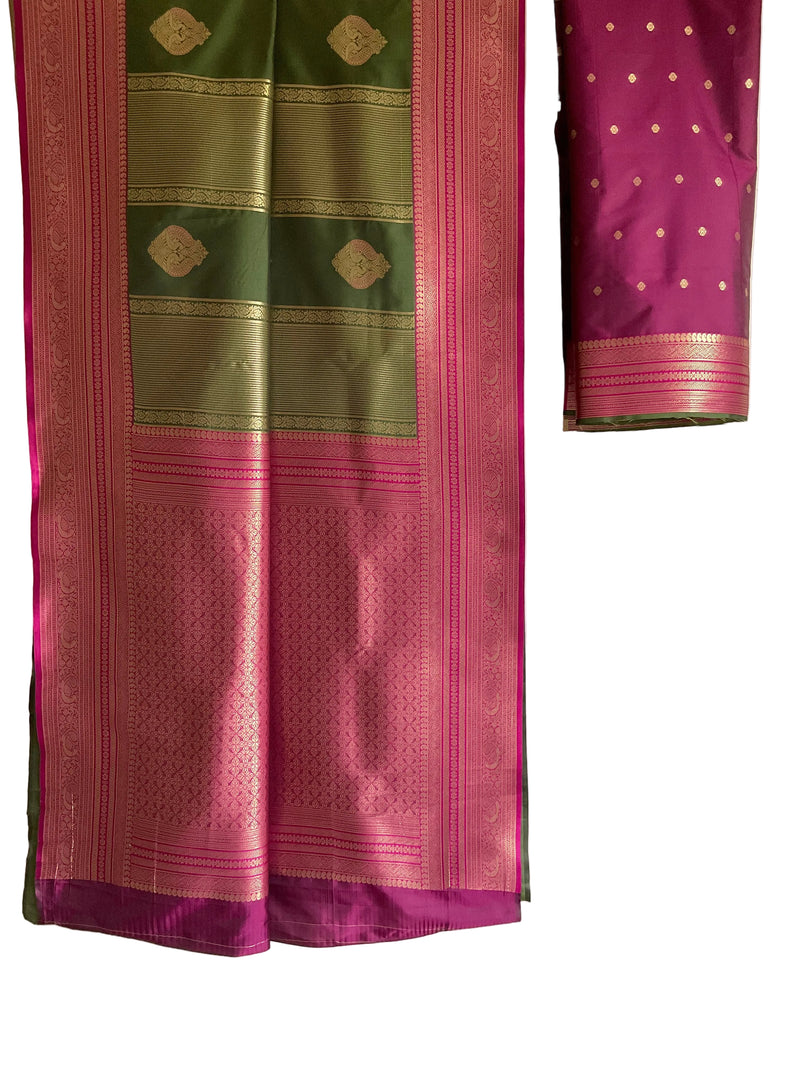 Green & Pink Kanjivaram Silk Saree