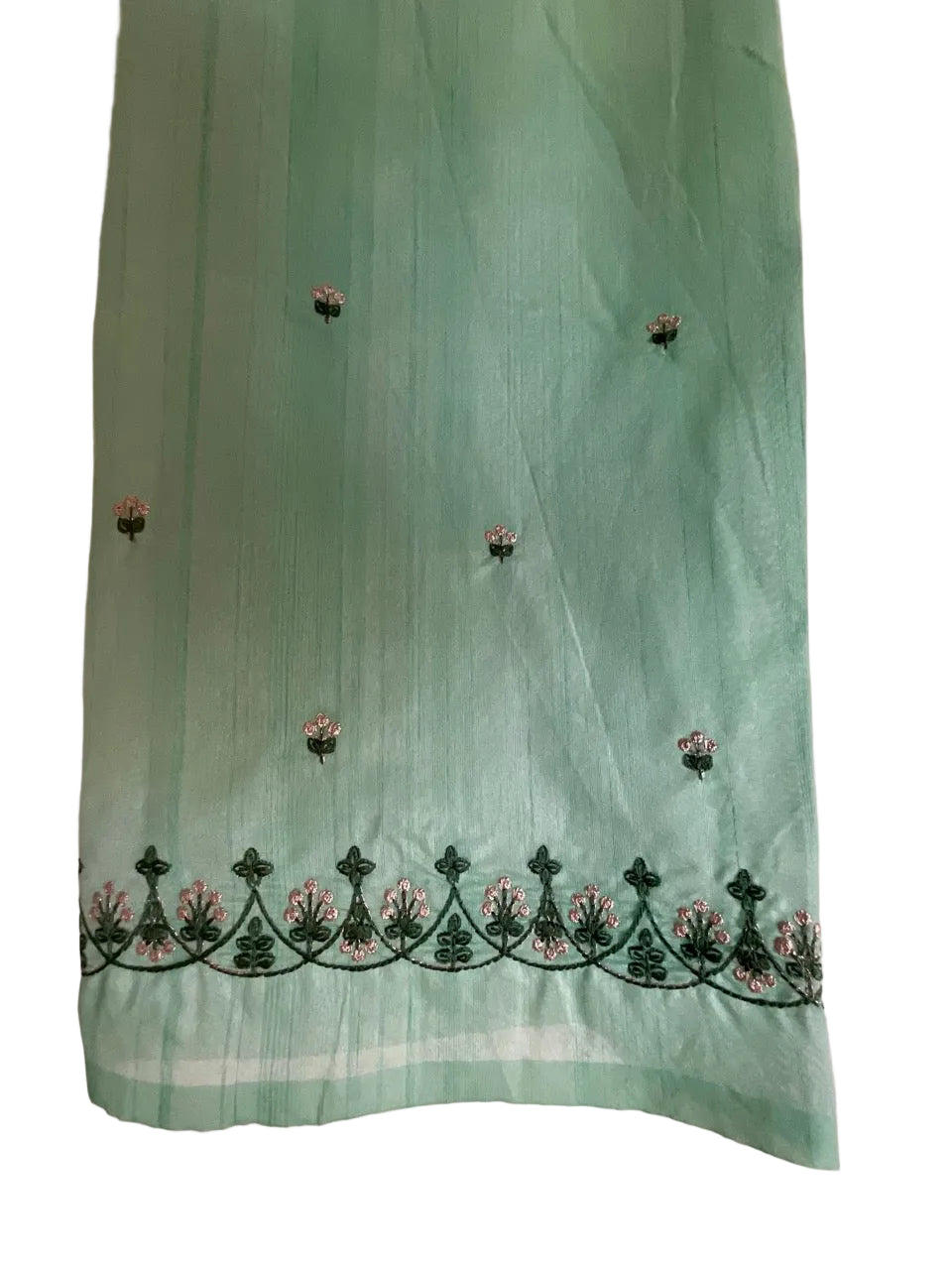 Embroidered-cotton-Saree-workwear-teal blue - aariyaa
