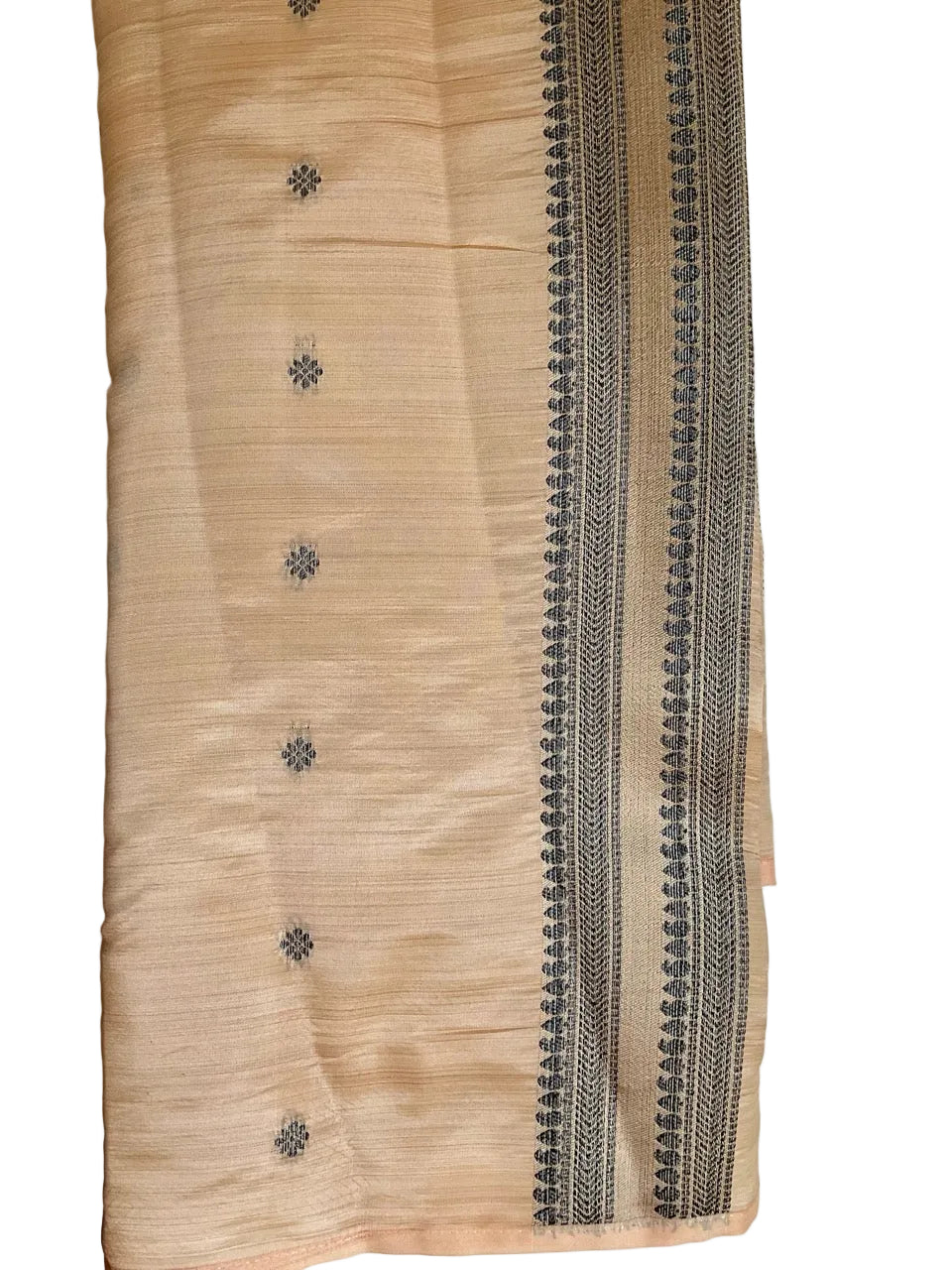 Beige Saree with Dark Woven Border & Scattered Motifs