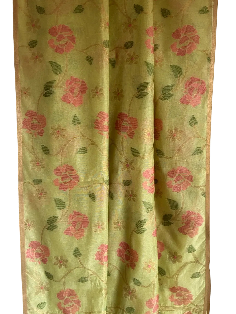 Green Floral Soft Cotton Saree