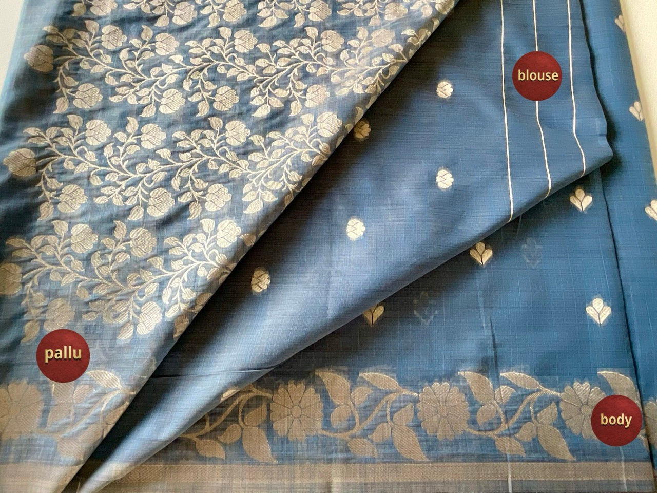 Blue Cotton Saree