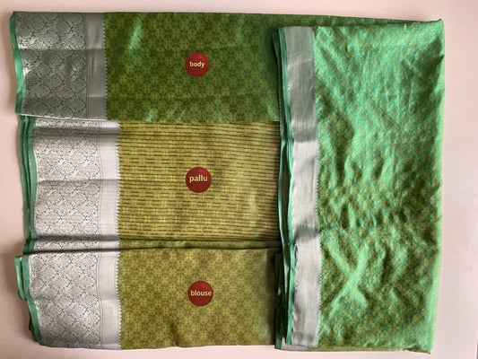 Green Saree with Yellow Streaks