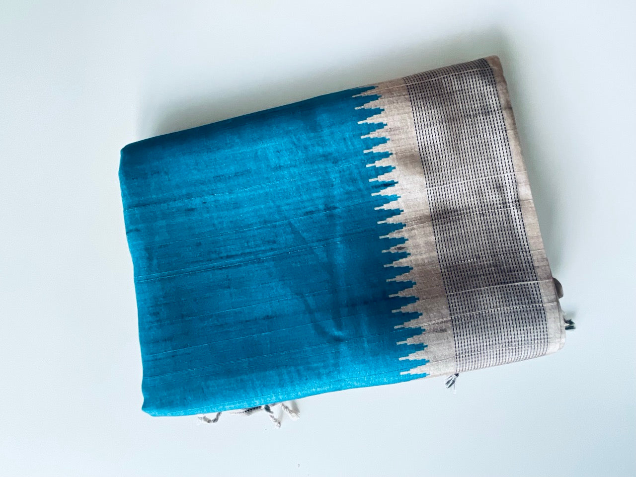 Blue Jute Cotton Saree