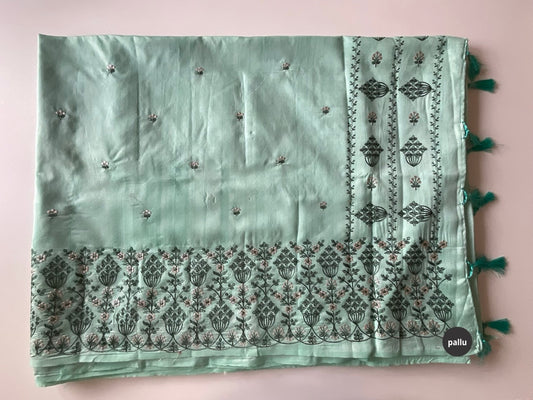 Soft Silk Embroidered Blue Saree