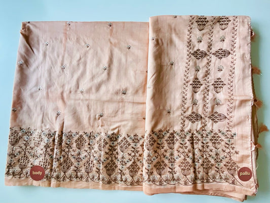 Peach Embroidered Saree