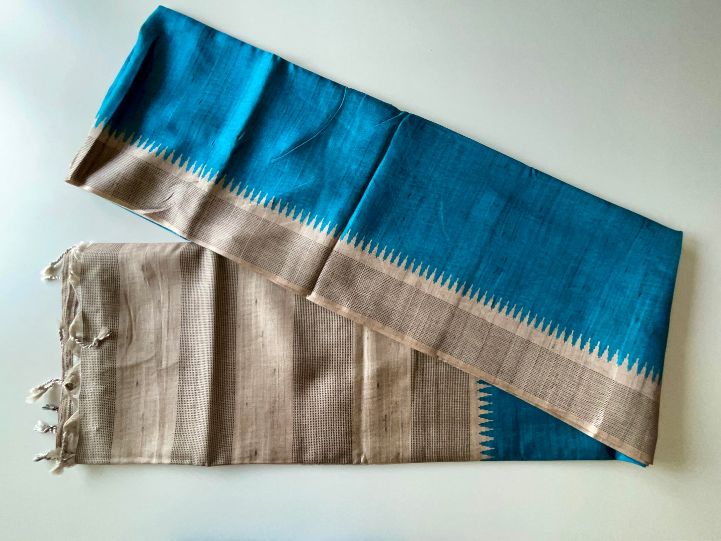 Blue Jute Cotton Saree