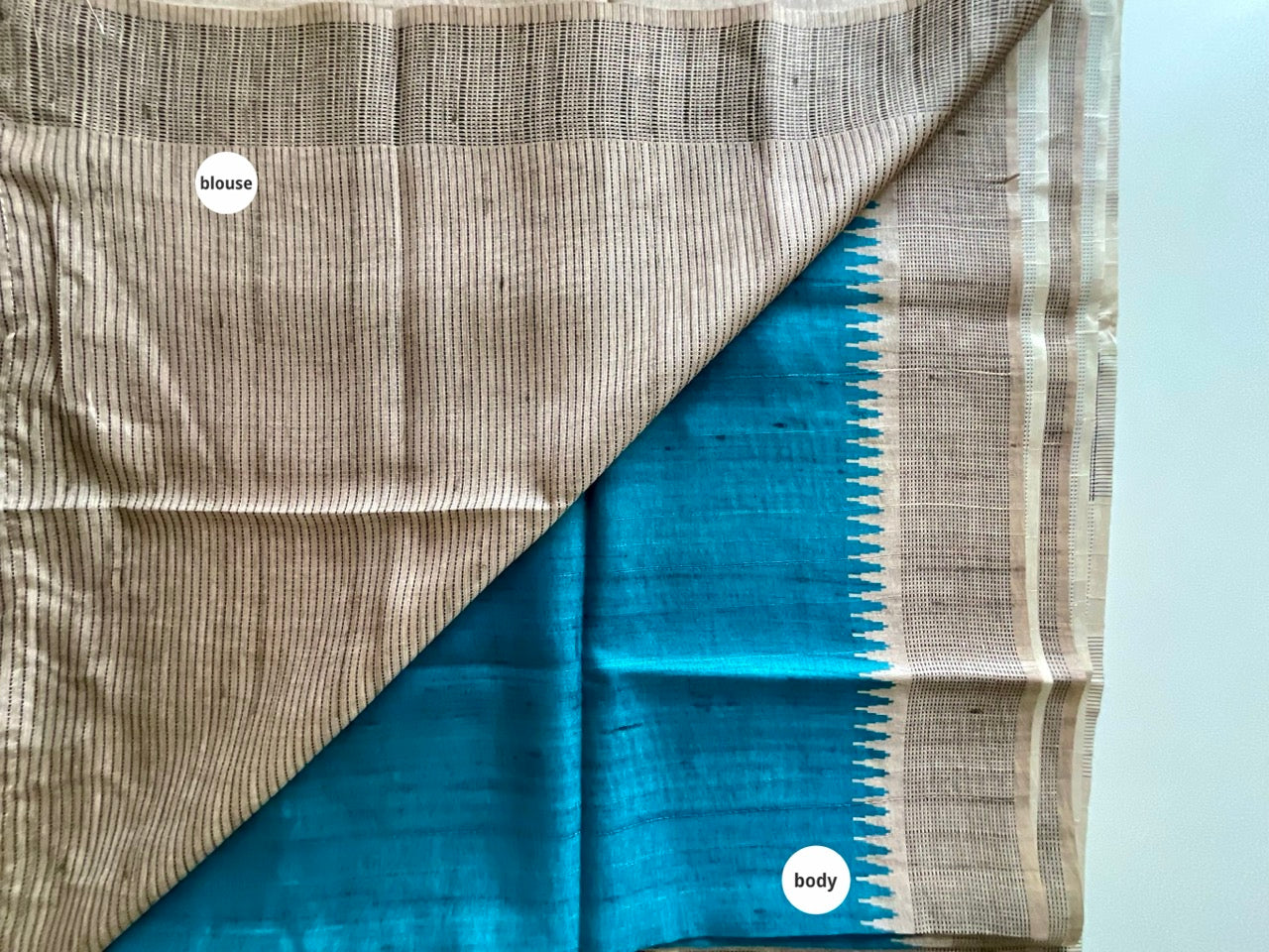 Blue Jute Cotton Saree