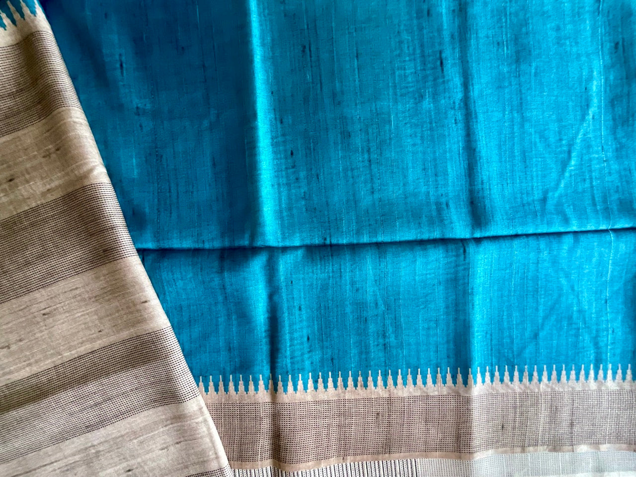 Blue Jute Cotton Saree