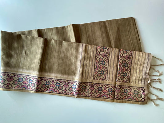 Earth Brown Weaved Jute Cotton Saree