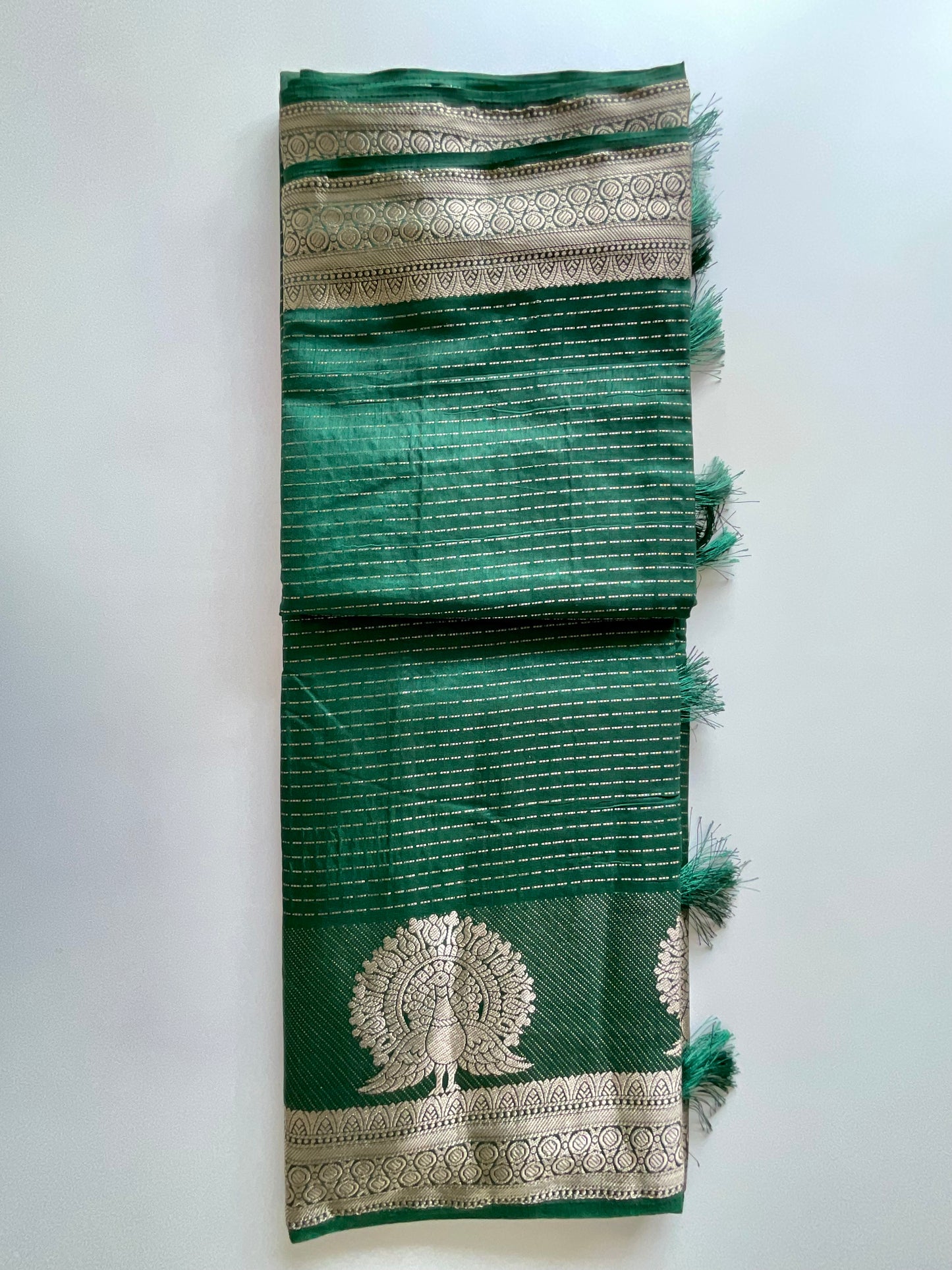 Bottle Green Tissue Silk Saree