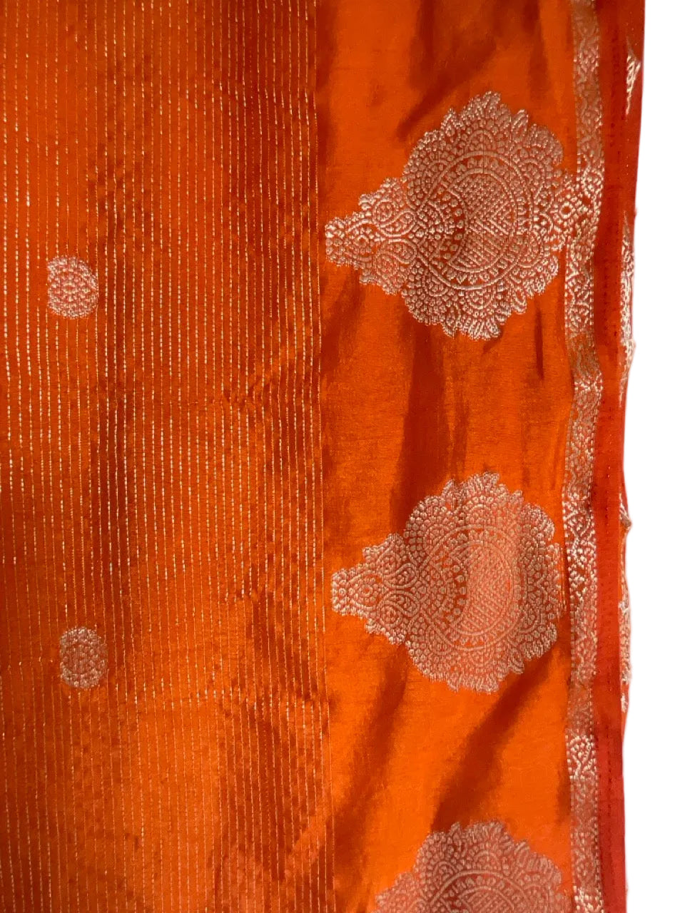 Orange Banarasi style Tissue Silk Saree