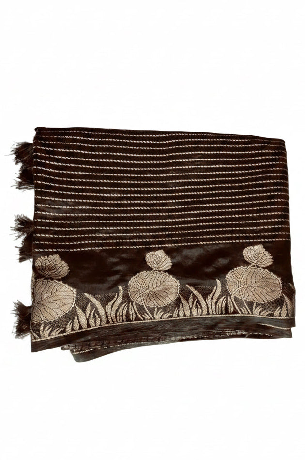 Black saree with gold motifs 