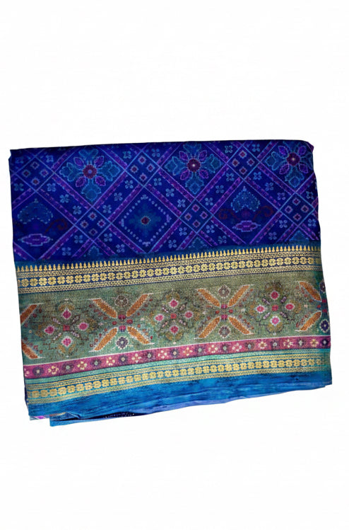 Colorful fabric with geometric patterns on a white background