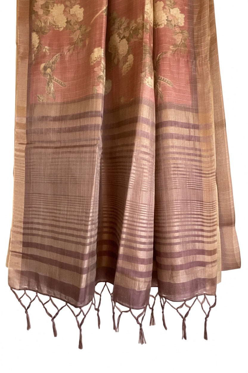 Dusty Mauve Pink Tissue Silk Saree